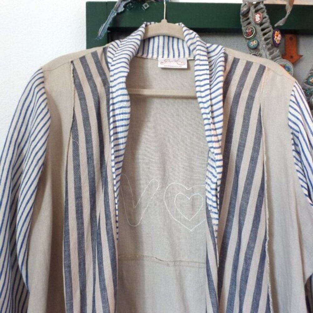 Paper Lace Duster LOVE Kimono Linen Jacket Hi-Lo Shift OS NWOT *RARE* - Picture 3 of 8